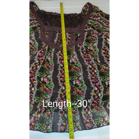 Crazy Angel Peasant Top 2X 3X Cottage Core Floral Sheer Lined BOHO Festival VTG - Picture 13 of 16